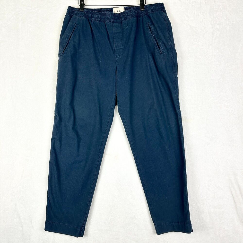 Folk Drawcord Assembly Pant Ripstop Size 5 US 36x28.5 Navy Blue Elastic Waist